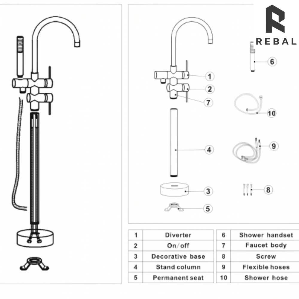 خلاط بانيو كروم ارضي دائري (3)