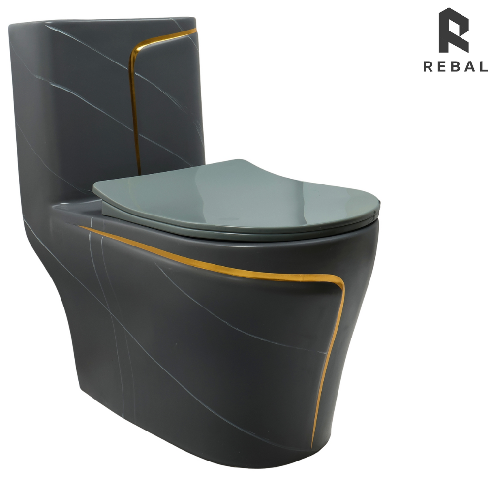 كرسي افرنجي رمادي مع خط ذهبي مقاس 25