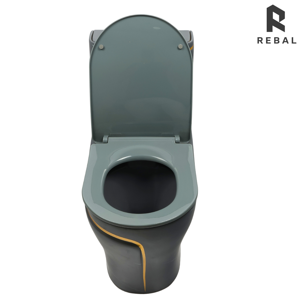 كرسي افرنجي رمادي مع خط ذهبي مقاس 25