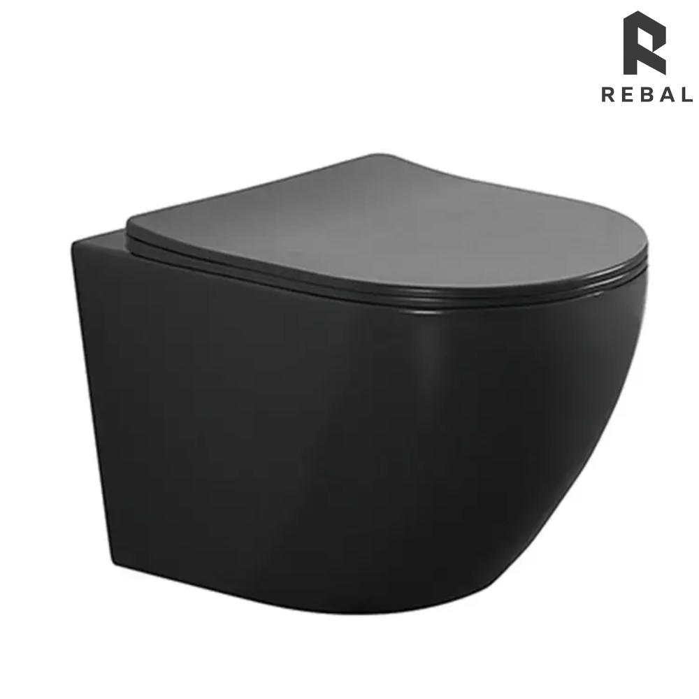 كرسي حمام معلق اسود HALVER